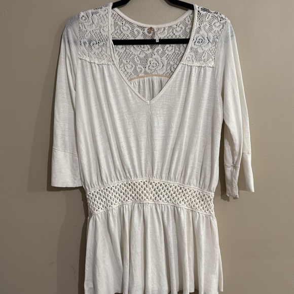 Free People Moonlight Romantic Tunic in Cream/Ivory Women's Size Small - Picture 2 of 9